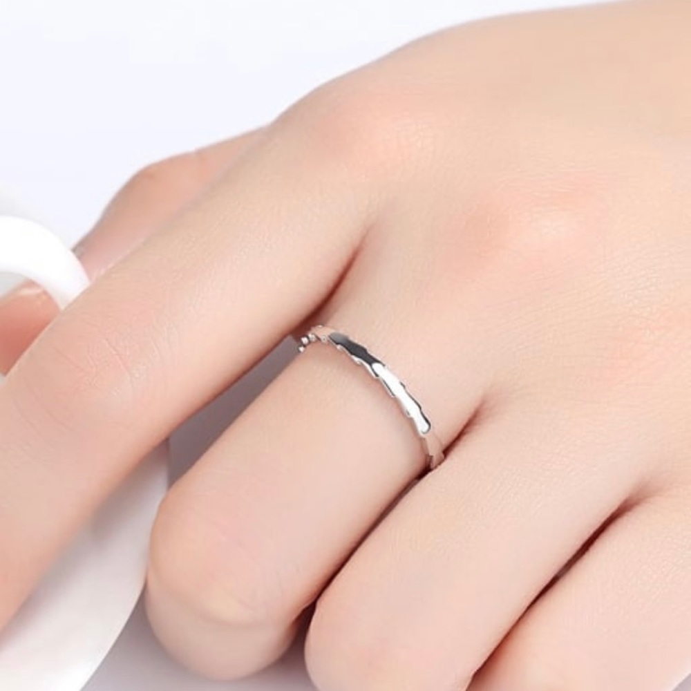 Solid Sterling Silver 925 Smooth Irregular Minimalist Band Ring